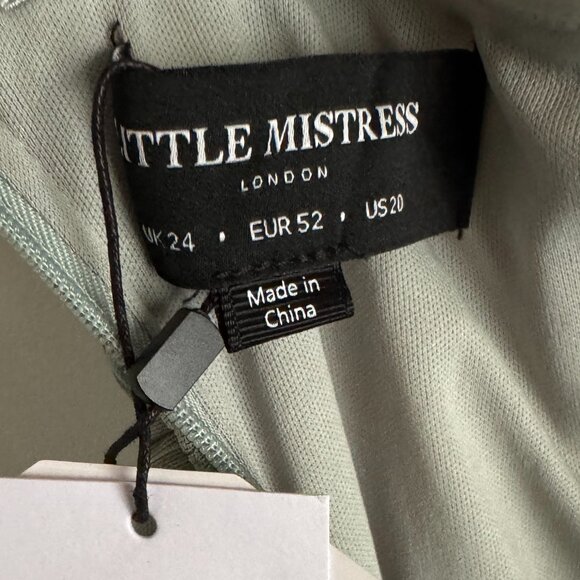 NWT Little Mistress Plus Size Bridesmaids Bardot Mesh Midi Dress - Sage Green - Picture 6 of 8